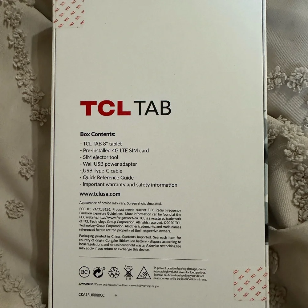 TCL Black Tablet Slim Design Vibrant Display